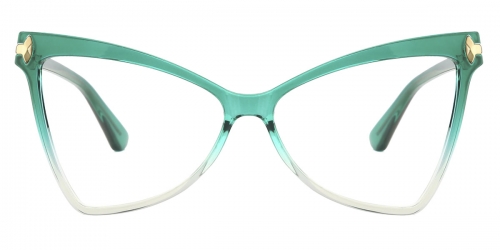 Vkyee prescription optical eyeglasses women gemetric TR90 frame,front color green