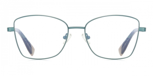 Vkyee prescription optical eyeglasses female oval metal frame,front color green
