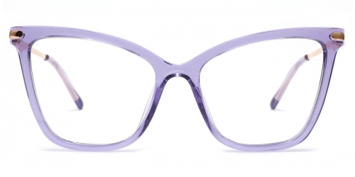 Vkyee prescription women eyeglasses in cat-eye shape made by plastic material, front color purple
