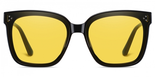 Vkyee prescription square unisex sunglasses in TR90 materials, front color black yellow