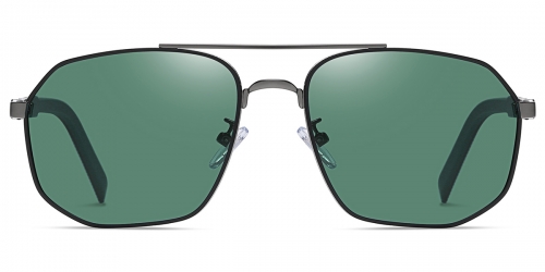 Vkyee prescription aviator male eyeglasses in metal material, front color black/green.