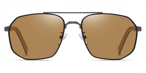 Vkyee prescription aviator male eyeglasses in metal material, front color black/brown.