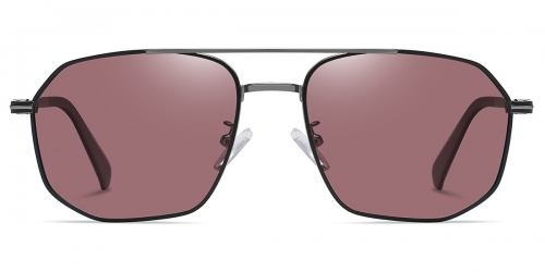Vkyee prescription aviator men sunglasses in metal material, front color black-red
