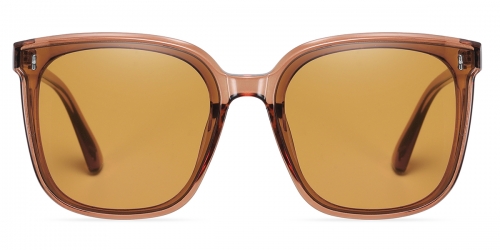 Vkyee prescription square unisex sunglasses in TR90 materials, front color brown-gold