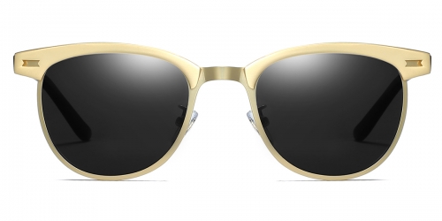 Vkyee prescription oval unisex sunglasses in metal materials, front color gold