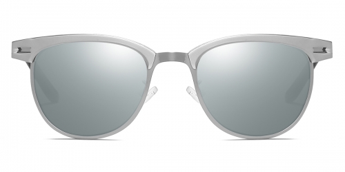 Vkyee prescription oval unisex sunglasses in metal materials, front color silver