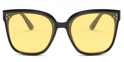 Vkyee prescription square unisex sunglasses in TR90 materials, front color black-yellow