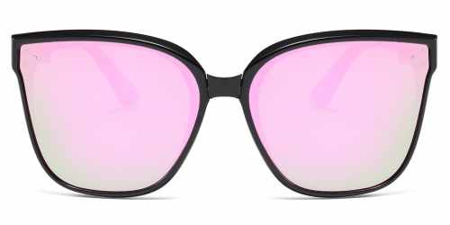 Vkyee prescription square unisex sunglasses in TR90 materials, front color black-pink.