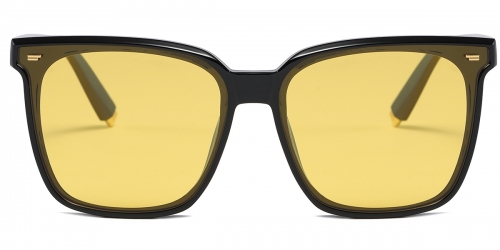 Vkyee prescription unisex sunglasses in square shape made by TR90 material, front color black-yellow
