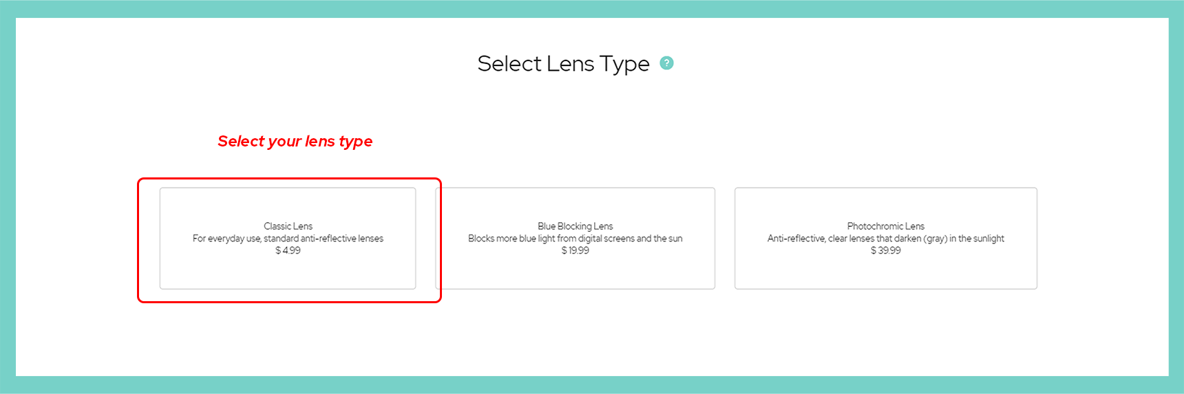 select your lens type